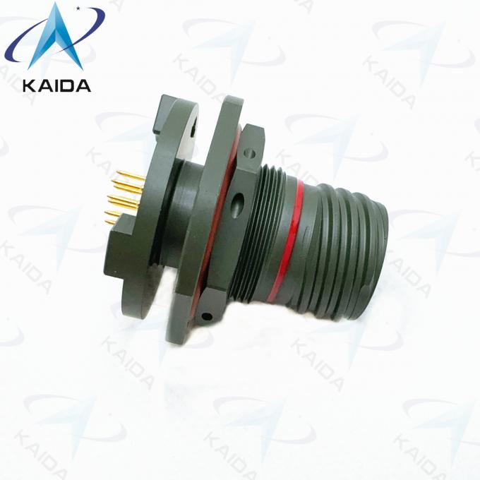8D Series  500 Cycles Receptacle Short PCB Tail. 8D8711C11W35PN Olive Green Cadmium.Double Flange Jam Nut Receptale 3