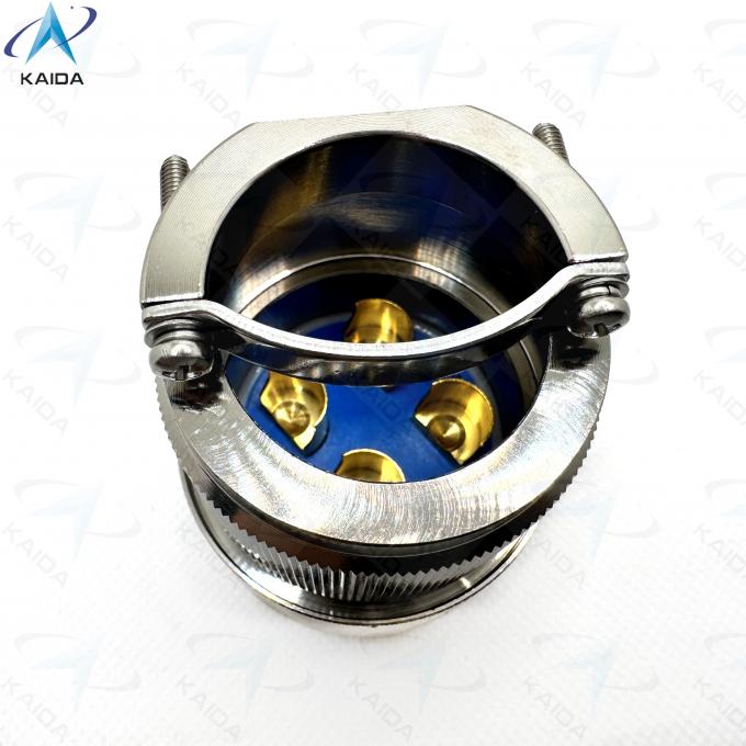 Electroless Nickel Shell Circular Electrical Connector 100A Current Rating For Heavy Duty Machinery.Designed  As Push-pull Locking Mechanism Rain-proof Dust-proof And Shielding Shell 3